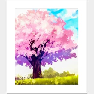 Beautiful Pink Sakura Tree Posters and Art